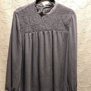 Ann Taylor long Sleeved Grey Blouse size L
